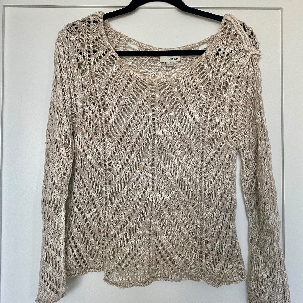 Greylin Cream Crocheted Sweater